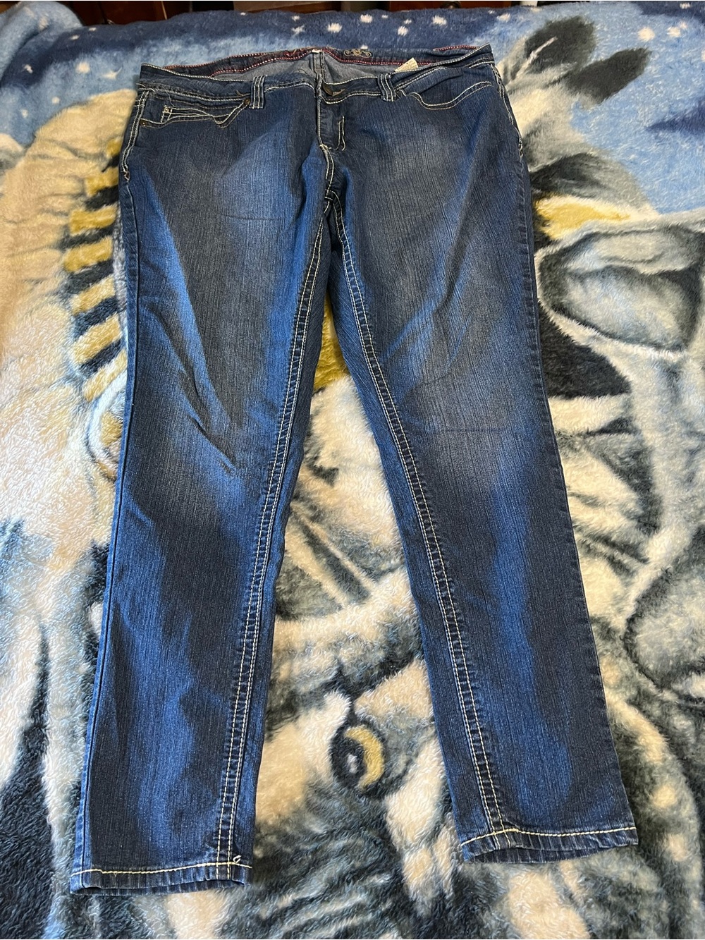 Royalty For Me Women's Slim Straight Jeans - Dark Blue Denim